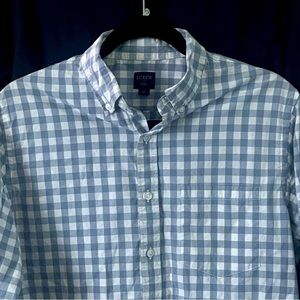J. Crew Mens Plaid Button Down Long Sleeve (Grey/White) Shirt